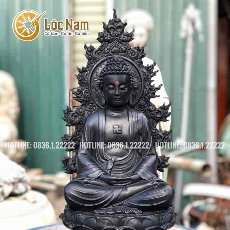 Tượng Phật A Di Đà Bằng Đồng Cao 38cm Làm Giả Cổ