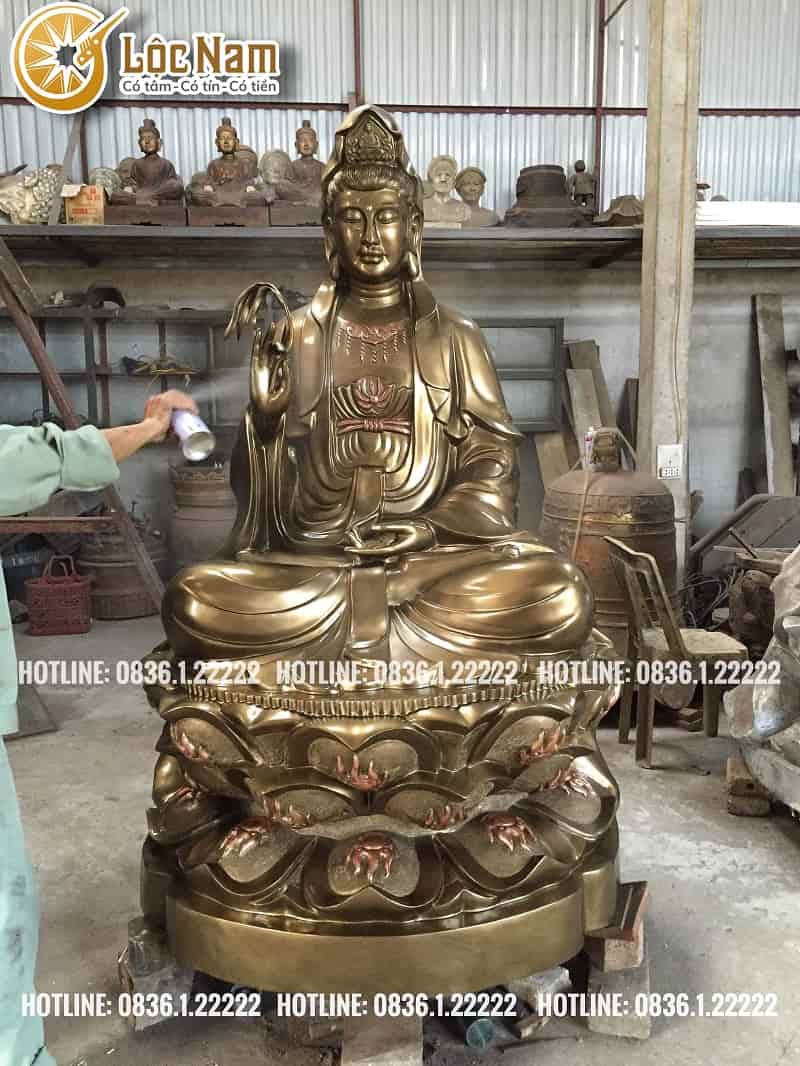 Tượng Phật Bà Quan Âm Cao Bằng Đồng Cao 1m8
