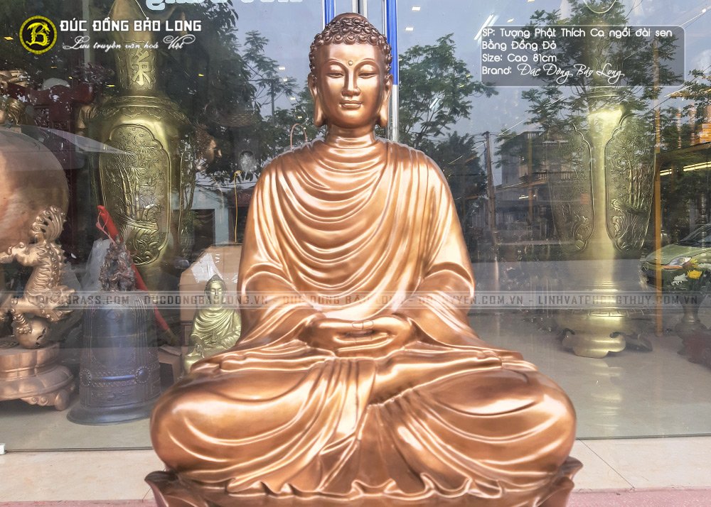 Tượng Phật Thích Ca Bằng Đồng Đỏ Cao 81cm