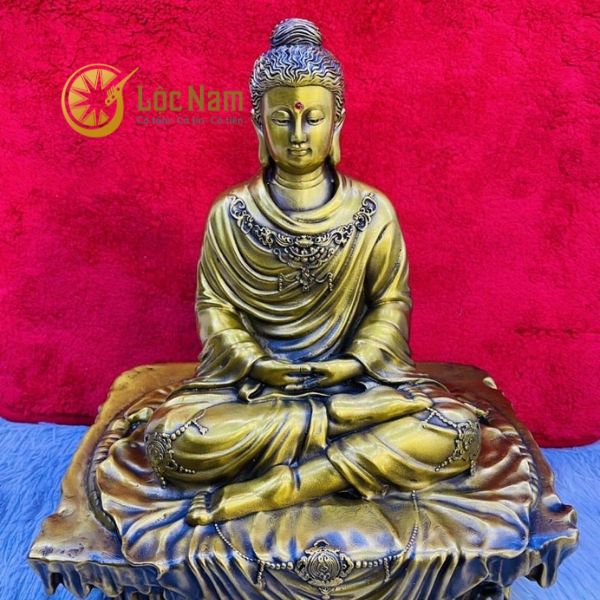 Tượng Phật Thích Ca Bằng Đồng Vàng Cao 40cm