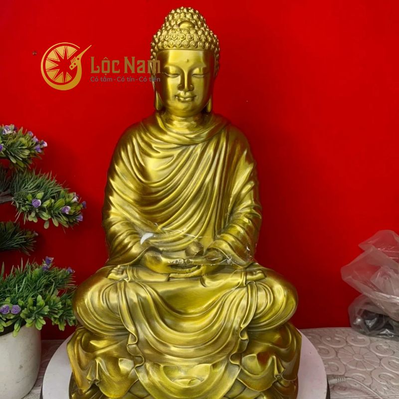 Tượng Thích Ca Cao 40cm Ngang 25 Nặng 5kg Bằng Đồng
