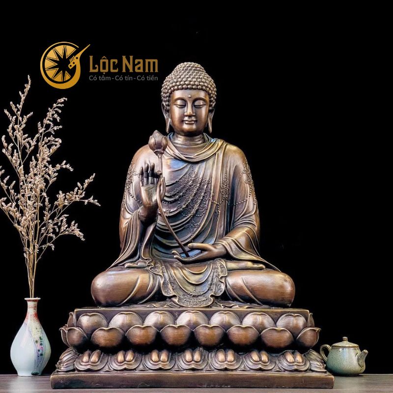 Tượng Thích Ca Áo Hoa Bằng Đồng