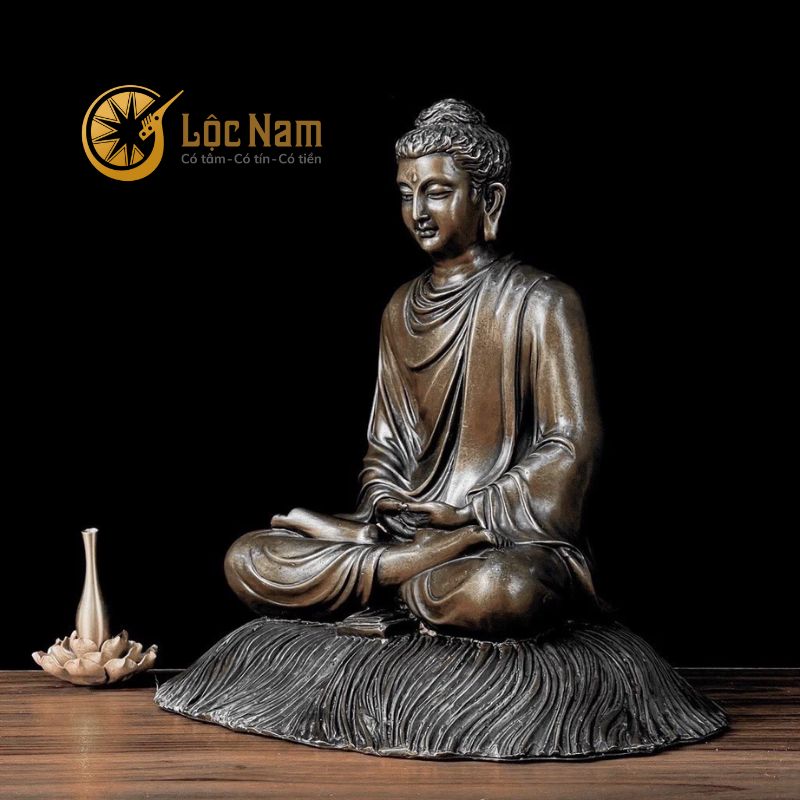 Tượng Thích Ca Ngồi Dơm Bằng Đồng Hun