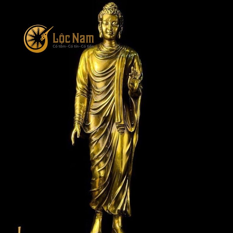Tượng Thích Ca Đứng 60cm Bằng Đồng Thau