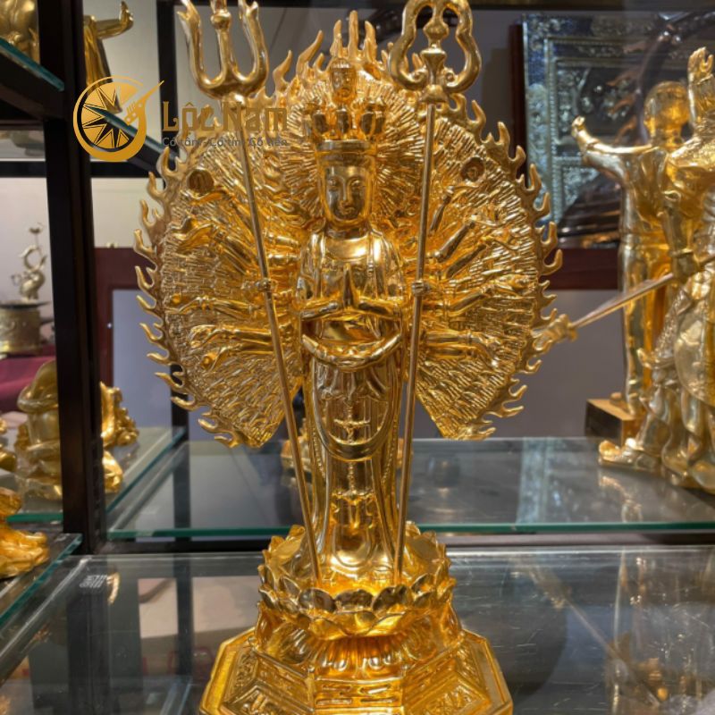 Tượng Thiên Thủ Thiên Nhãn Đứng Dát Vàng 24k