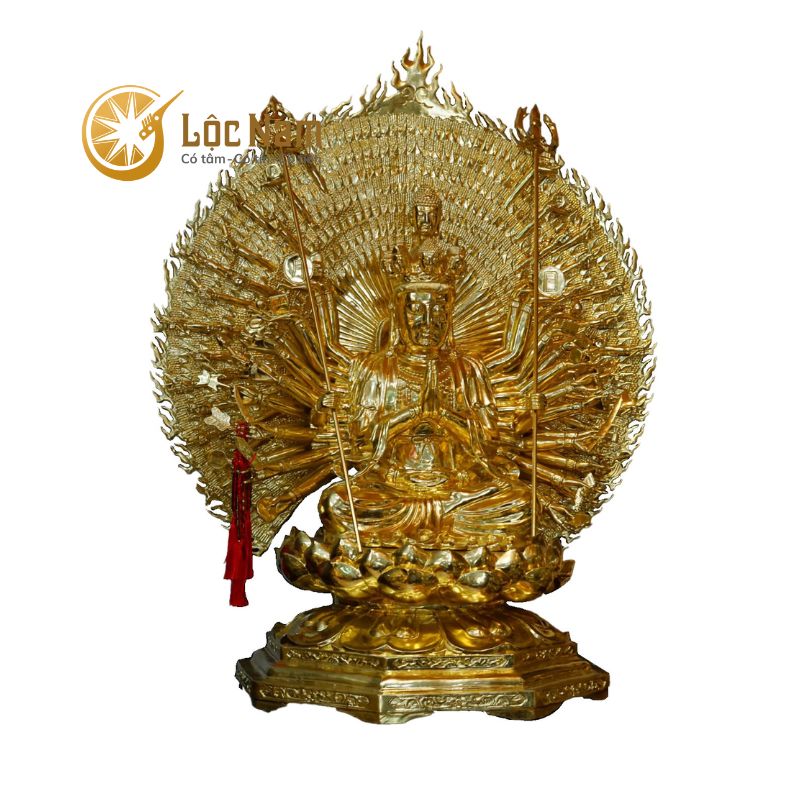 Tượng Thiên Thủ Thiên Nhãn 1m3 Nặng 136kg Bằng Đồng Dát Vàng
