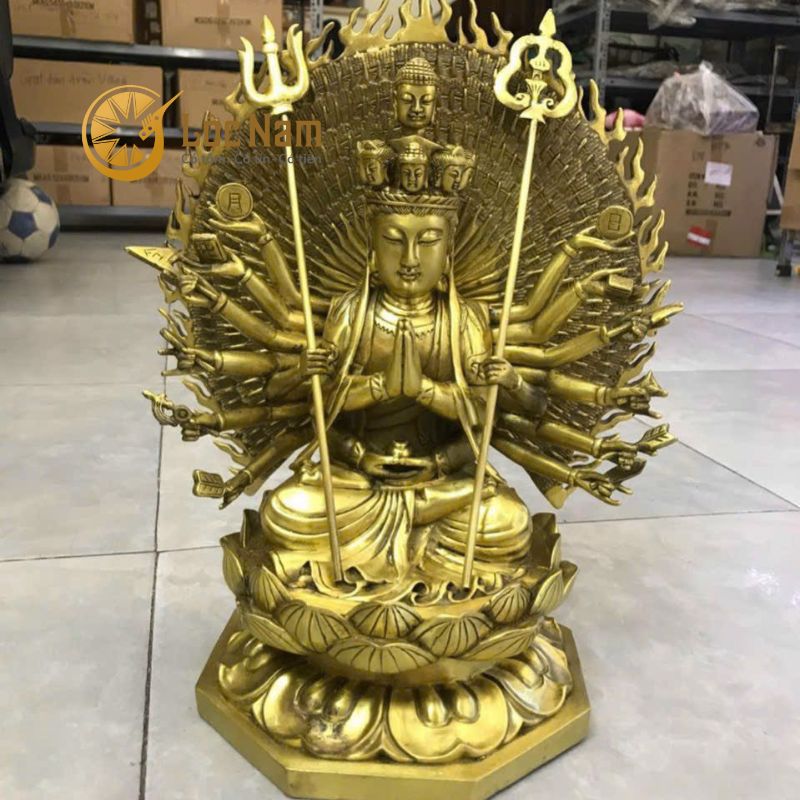 Tượng Thiên Thủ Thiên Nhãn 34cm Ngang 27,5cm Nặng 5kg Bằng Đồng