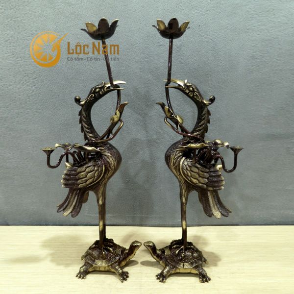 Đôi Hạc Thờ Bằng Đồng Đỏ Cỡ Lớn