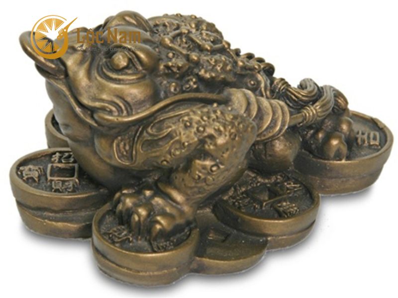 Cóc Ngậm Tiền Đồng Màu Nâu Giả Cổ