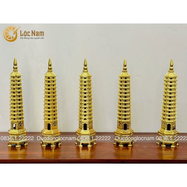 Tháp Văn Xương Bằng Đồng Cao 40CM Mạ Vàng