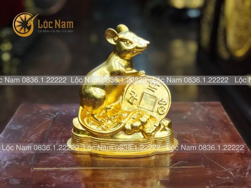 Tượng Chuột Bằng Đồng Mạ Vàng Cỡ Nhỏ