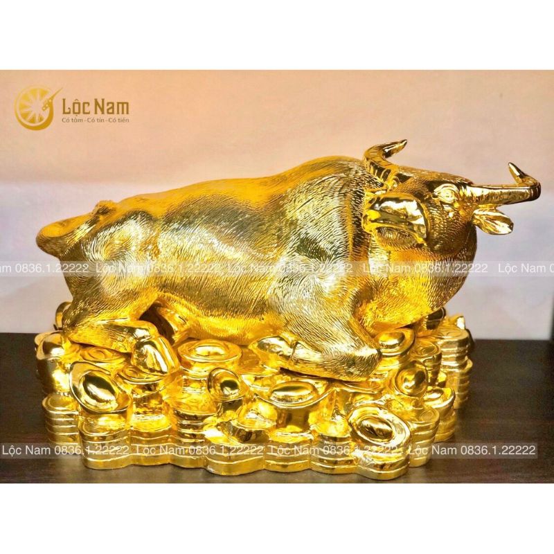 Tượng Đồng Trâu Nằm Tiền Mạ Vàng Quà Tặng 2021