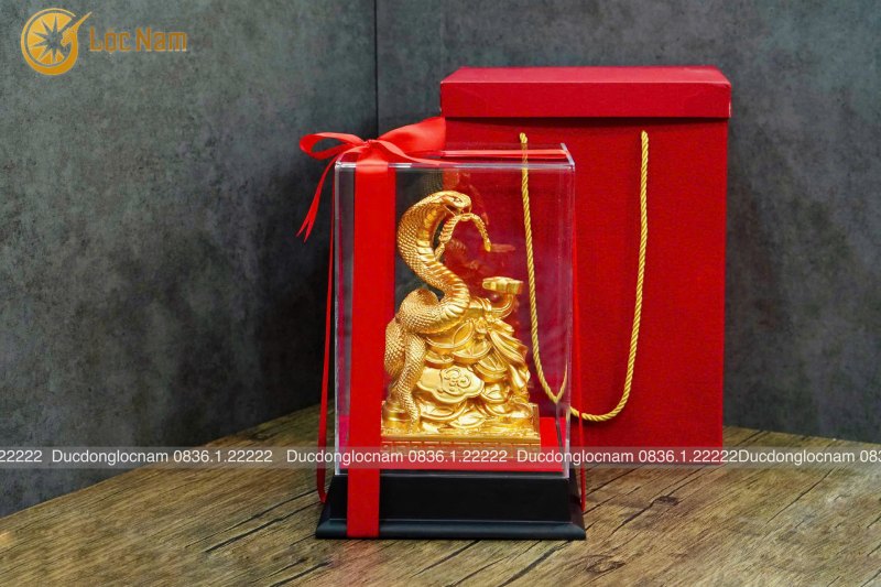 Quà Tặng, Tượng Rắn Như Ý Bằng Đồng Cao 22cm