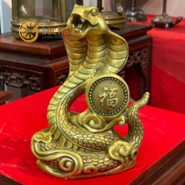 Tượng Rắn Chữ Phúc Bằng Đồng Cao 18cm
