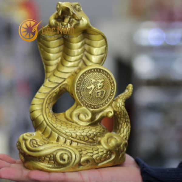 Tượng Rắn Chữ Phúc Bằng Đồng Vàng