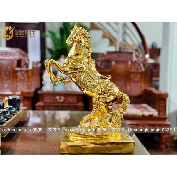 Ngựa Hí Bằng Đồng Mạ Vàng 24k Cao 55 CM