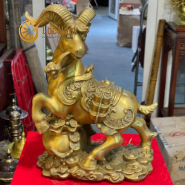 Tượng Dê Phong Thủy Bằng Đồng Cao 32cm
