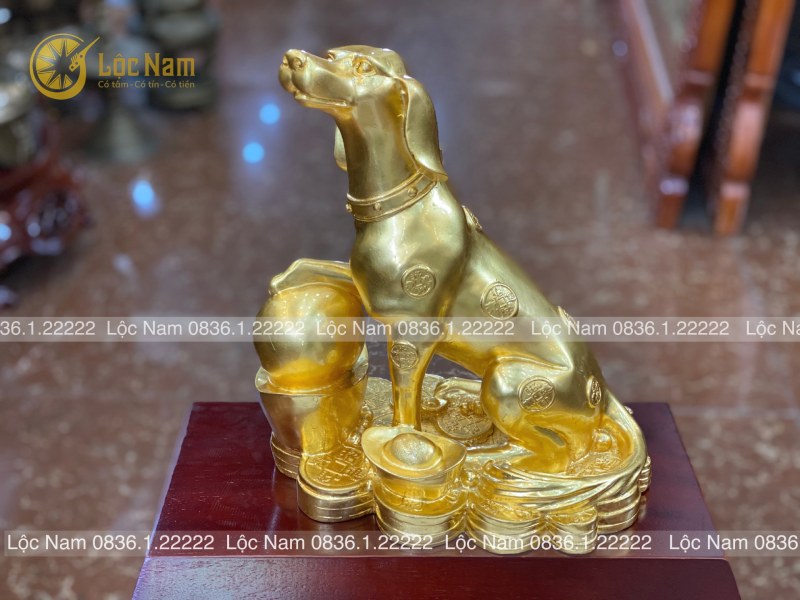 Tượng Chó Bằng Đồng Dát Vàng 24k