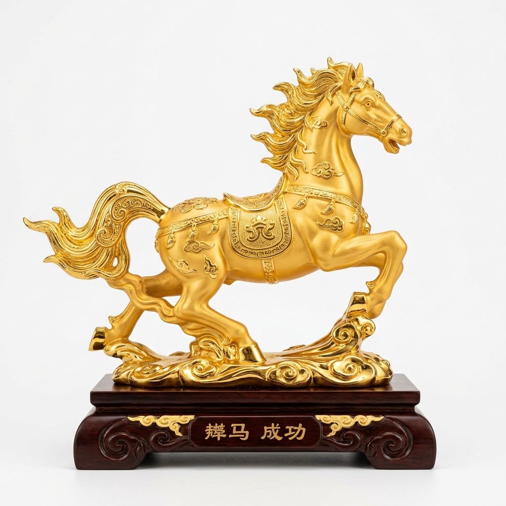 Tượng ngựa phong thủy mạ vàng