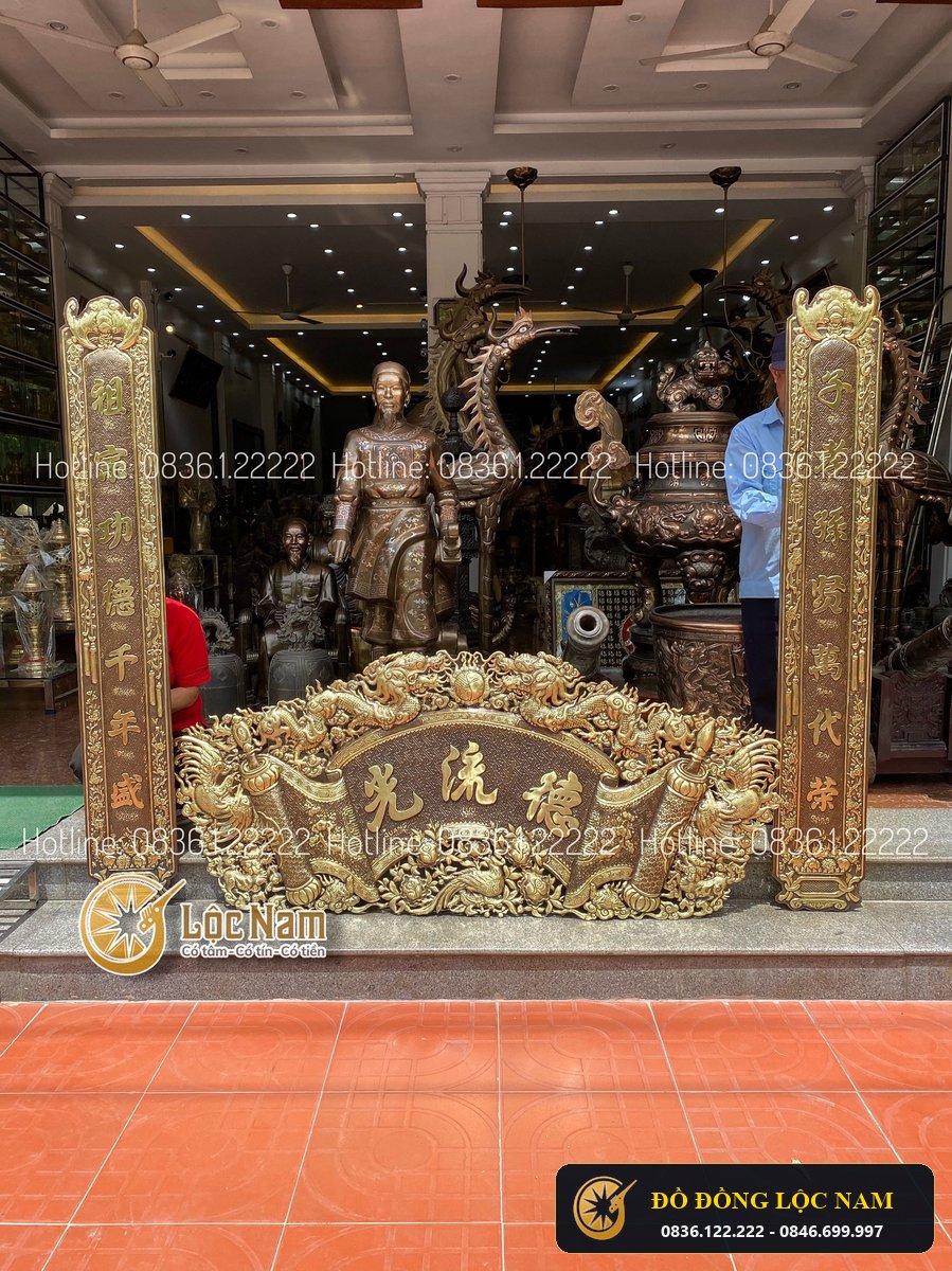 Bộ Cuốn Thư Câu Đối Dong Vang Giả Cổ 1m76