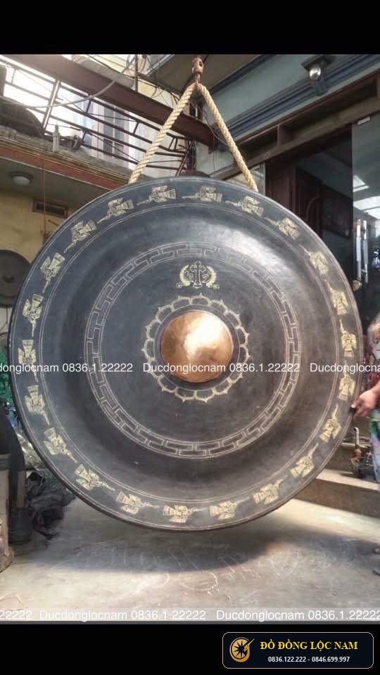 Chiêng Đồng Cổ Mặt Họa Tiết Trống Đồng Tinh Xảo