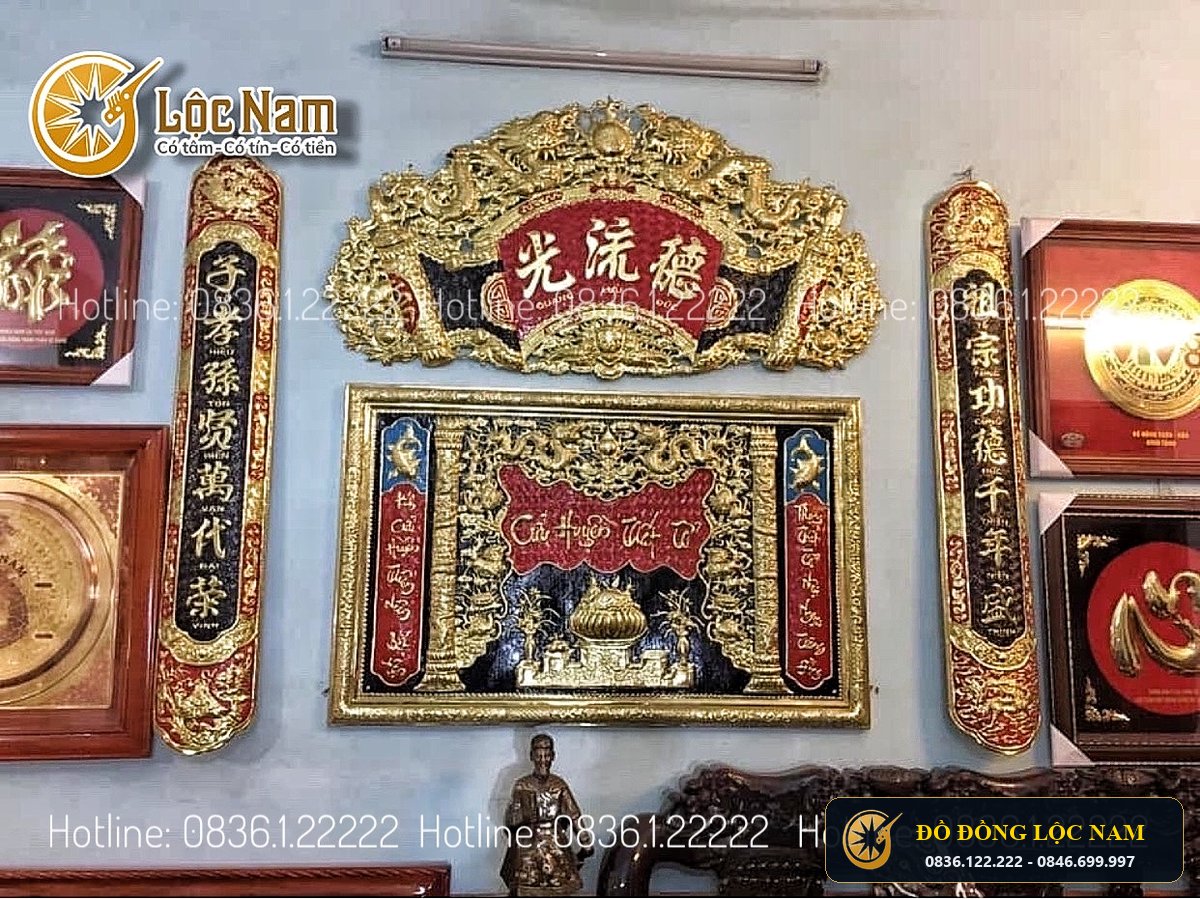 Cuốn Thư Câu Đối Bằng Đồng Vàng Kich Thuoc 1m76