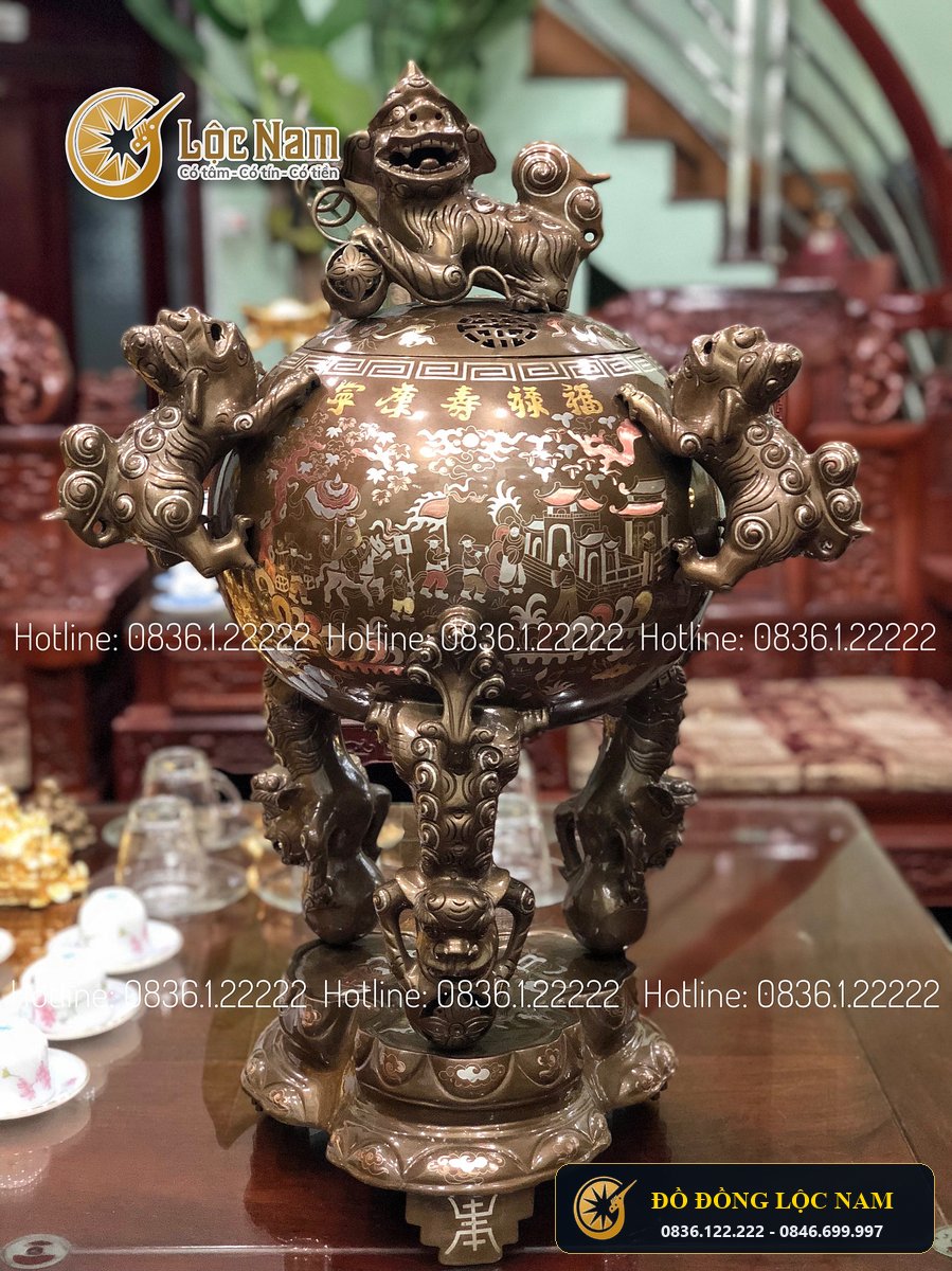 Đỉnh Cầu 90 Khảm Tam Khí 5 Chữ Vàng