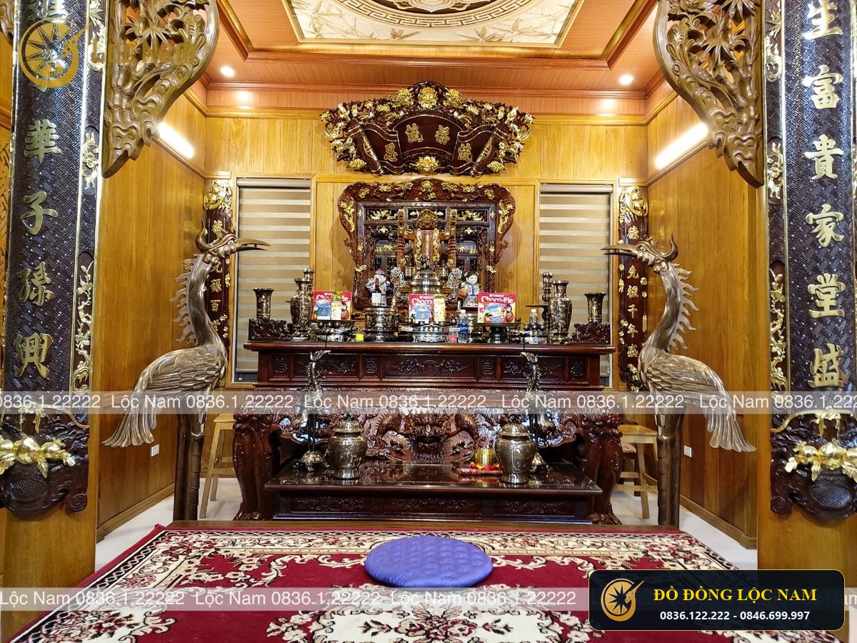 Doi Hạc Thờ Bằng Đồng Đỏ