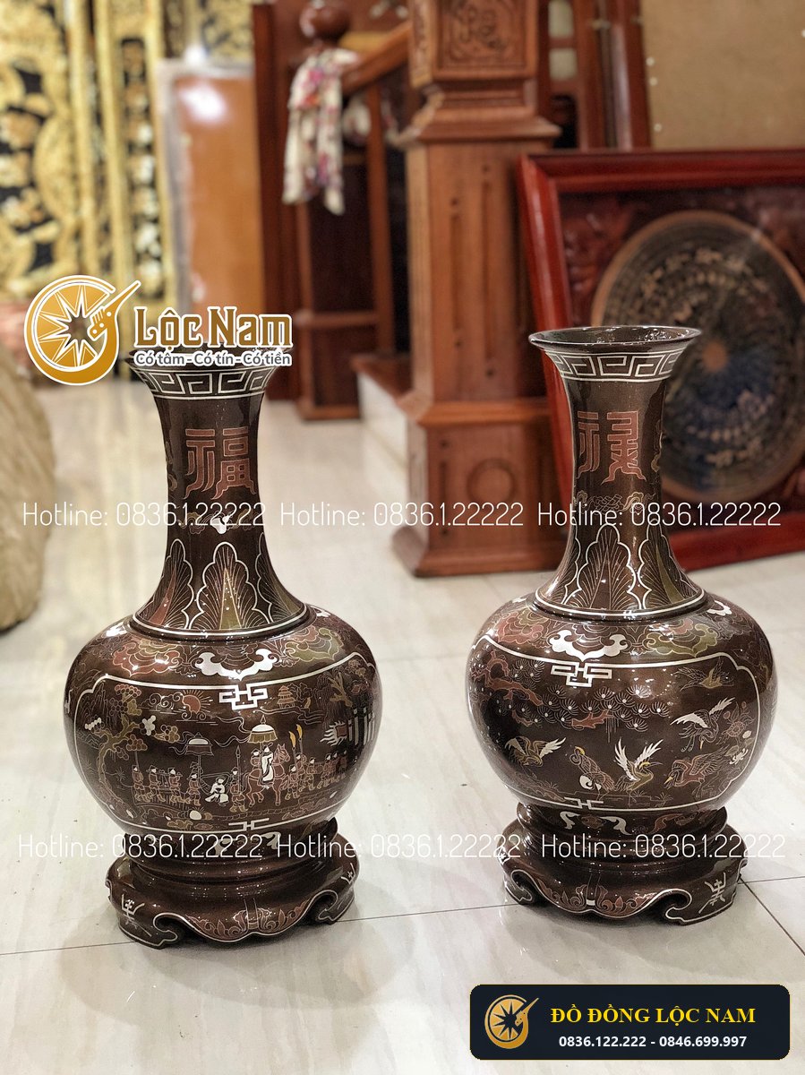 Lọ Lộc Bình Củ Tỏi Khảm Ngũ Sắc Cao 45cm
