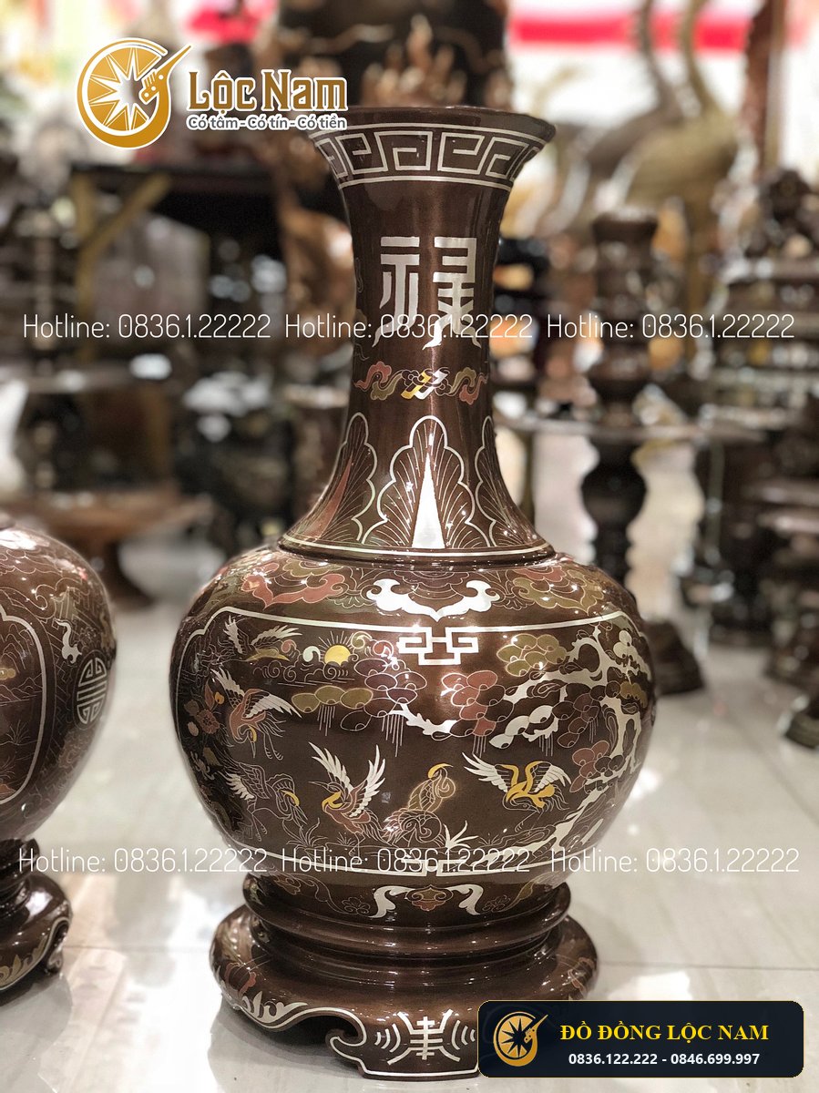 Lọ Lộc Bình Củ Tỏi Khảm Ngũ Sắc Cao 45cm góc chụp 1