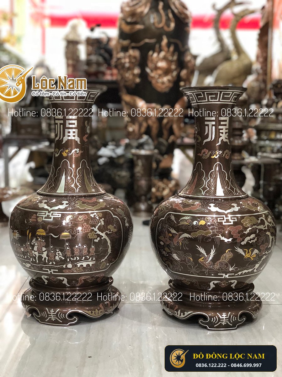 Lọ Lộc Bình Củ Tỏi Khảm Ngũ Sắc Cao 45cm góc chụp 2