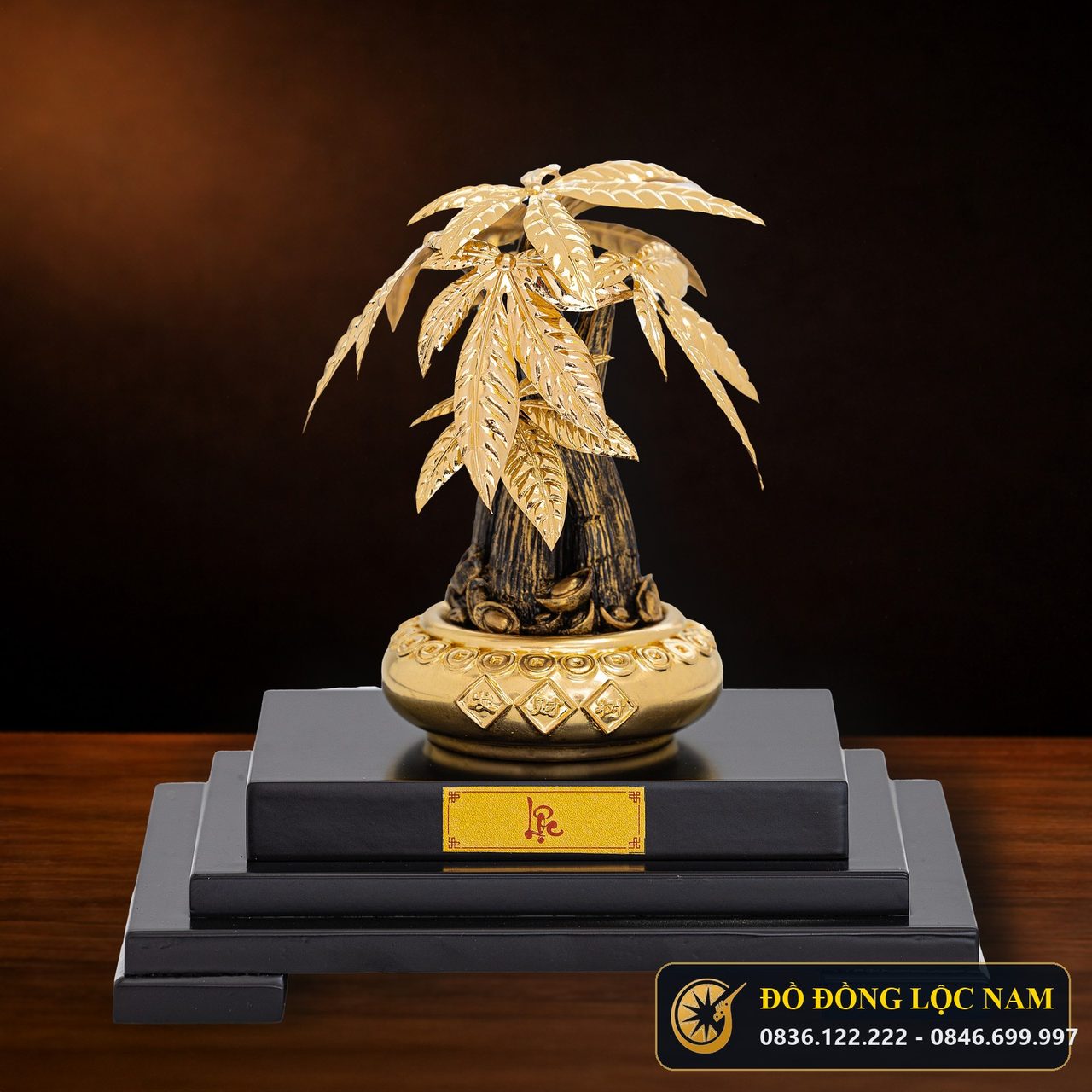 Cây Kim Ngân Đế Gỗ Mạ Vàng 24K - Mẫu 9