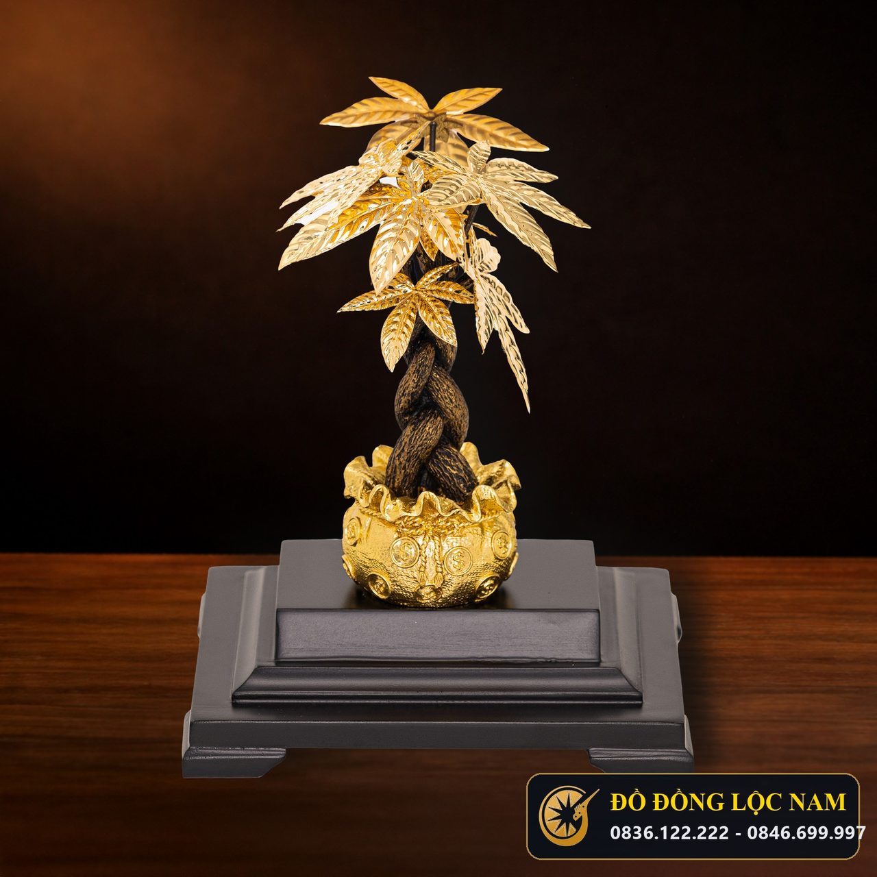 Cây Kim Ngân Thân Xoắn Nghệ Thuật Dát Vàng 24K