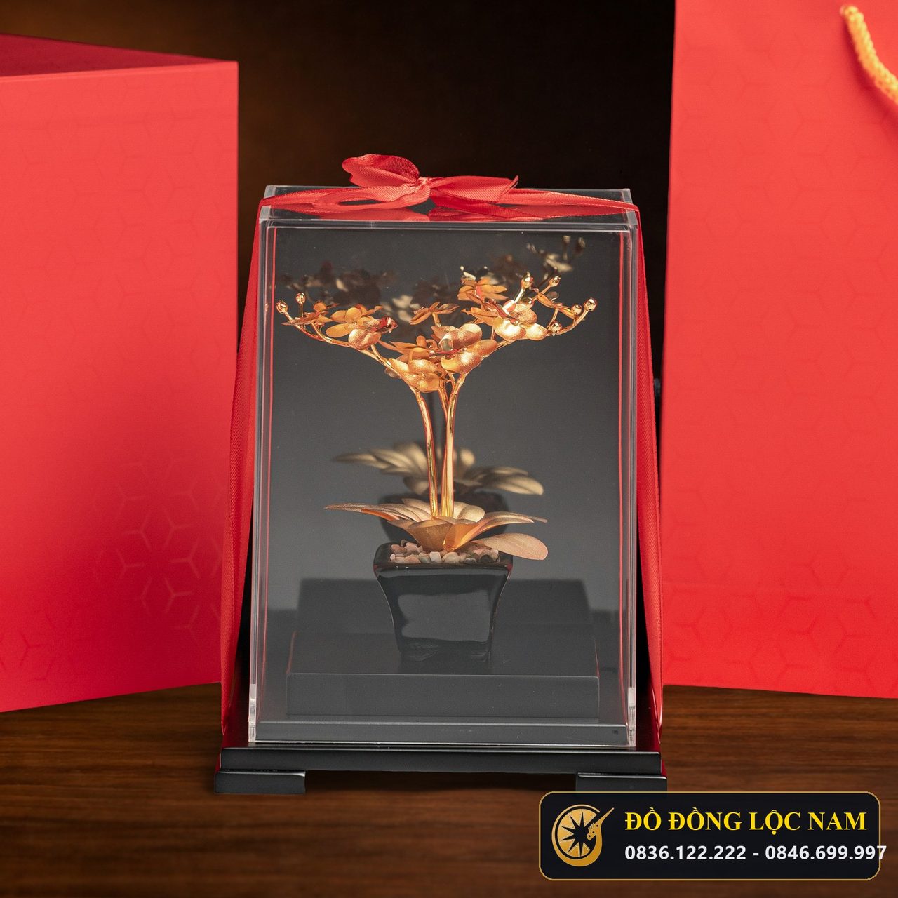 Chậu Hoa Lan Hồ Điệp Mạ Vàng 24K Cao Cấp góc chụp 1
