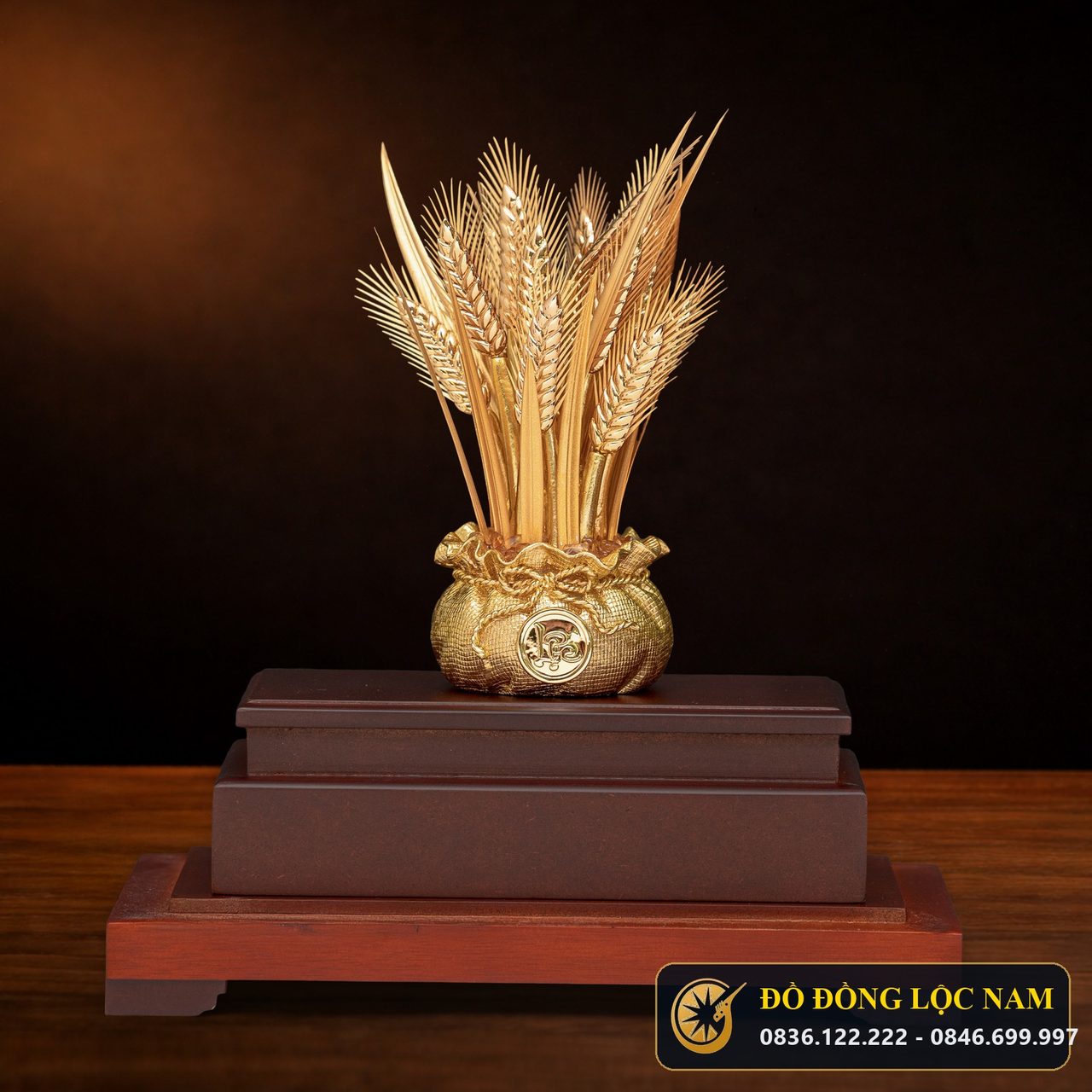 Hũ Lúa Tài Lộc Phong Thủy Mạ Vàng 24K