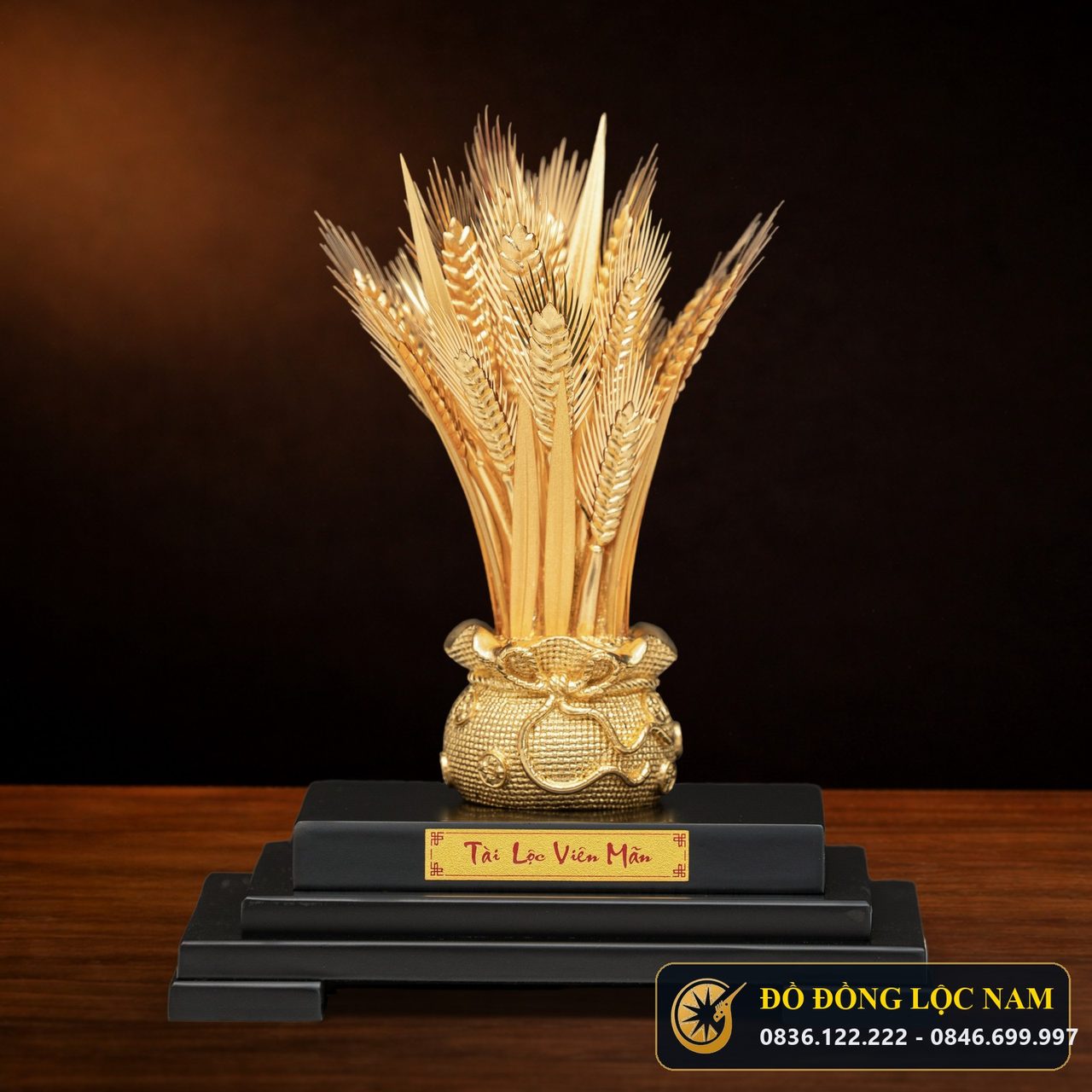 Hũ Lúa Vàng Tài Lộc Mạ Vàng 24K Để Bàn