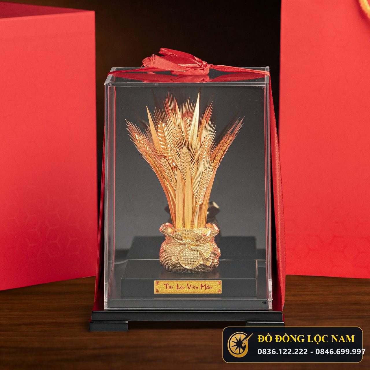 Hũ Lúa Vàng Tài Lộc Mạ Vàng 24K Để Bàn góc chụp 2