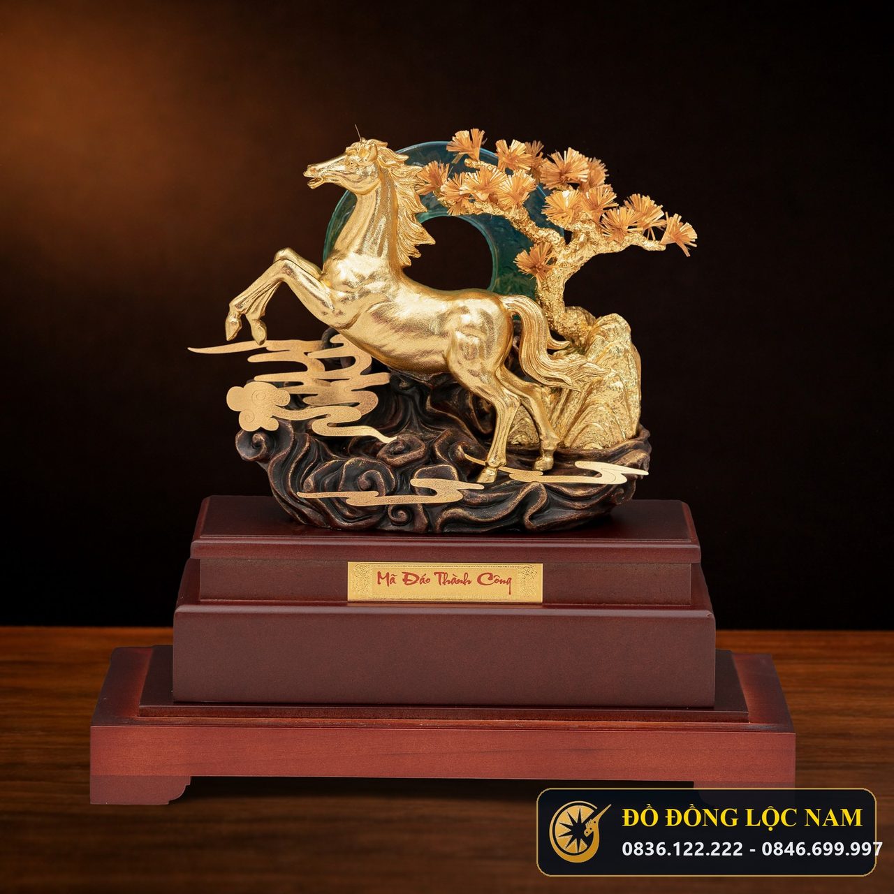 Tượng Nhất Mã Phi Thiên Mạ Vàng 24K Để Bàn