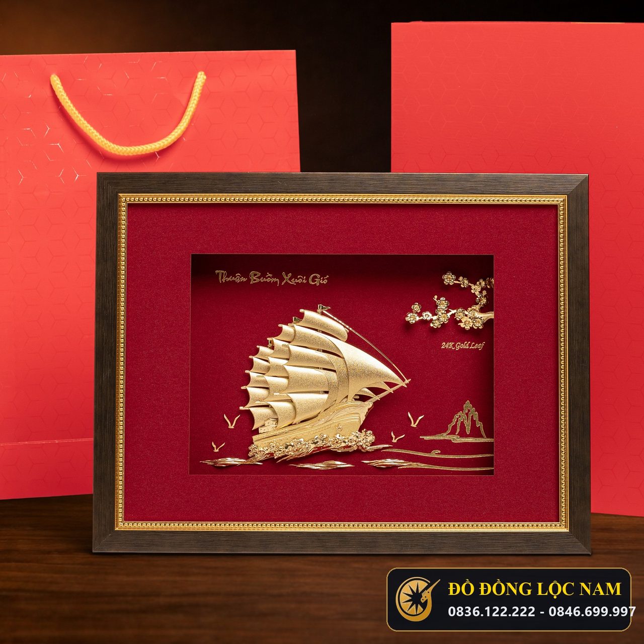 Tranh Thuận Buồm Xuôi Gió Dát Vàng 24K Quà Tặng Doanh Nghiệp góc chụp 1