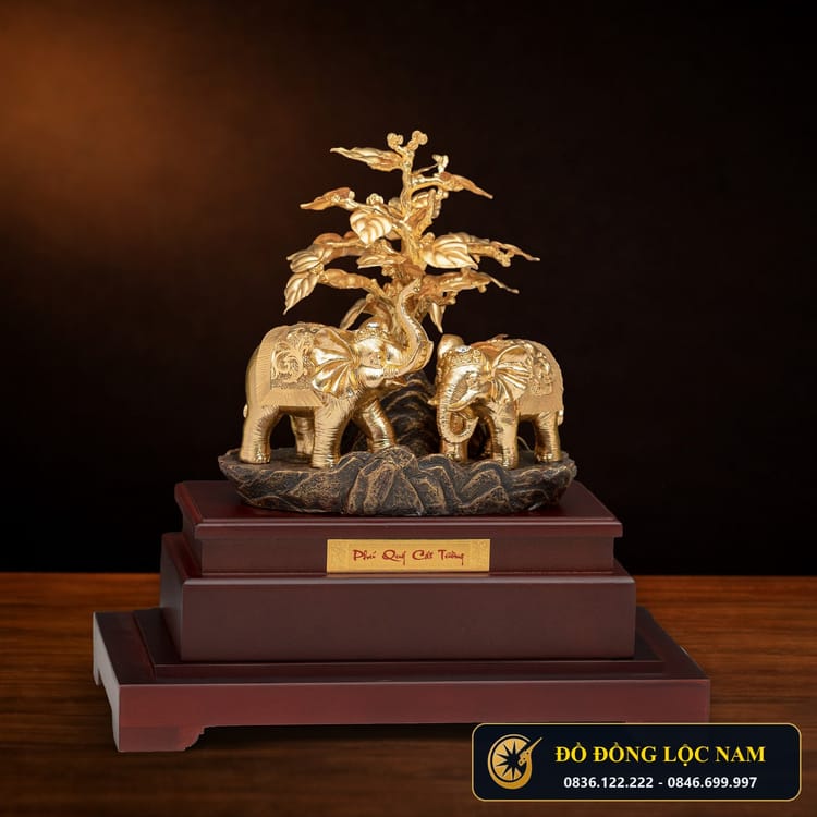 Mô Hình Voi Thần Tài Phong Thủy Mạ Vàng 24K góc chụp 1