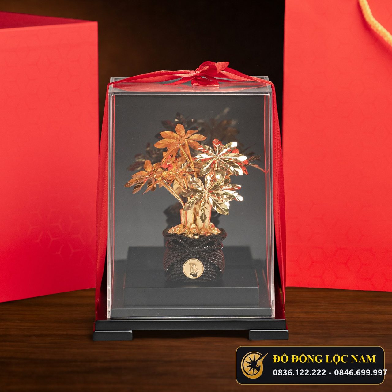 Cây Kim Ngân May Mắn Mạ Vàng 24K - Mẫu 2 góc chụp 2