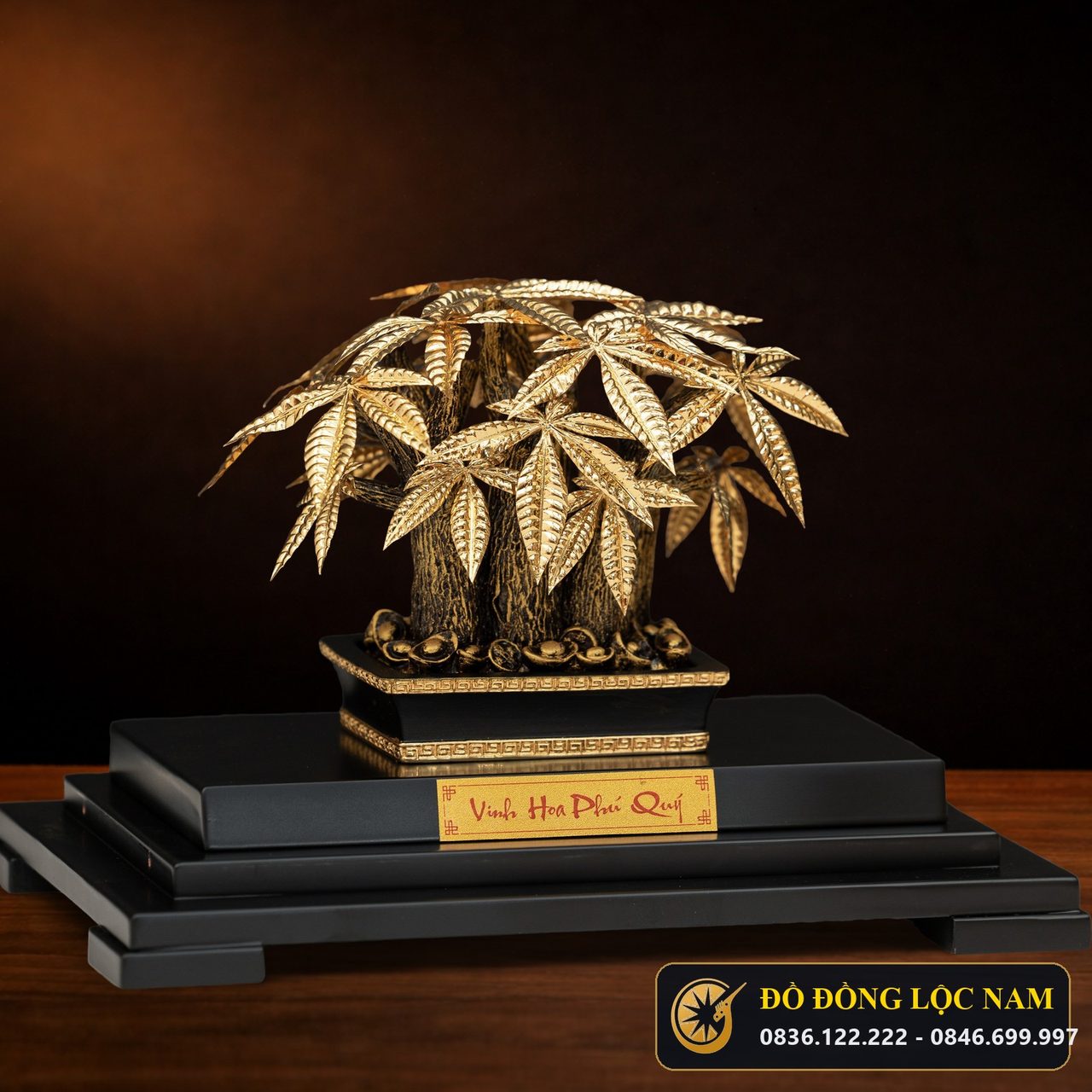 Cây Kim Ngân Bonsai Dát Vàng 24K - Mẫu 7 góc chụp 1