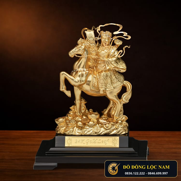 Tượng Ngựa Thần Tài Phi Nước Đại Mạ Vàng 24K