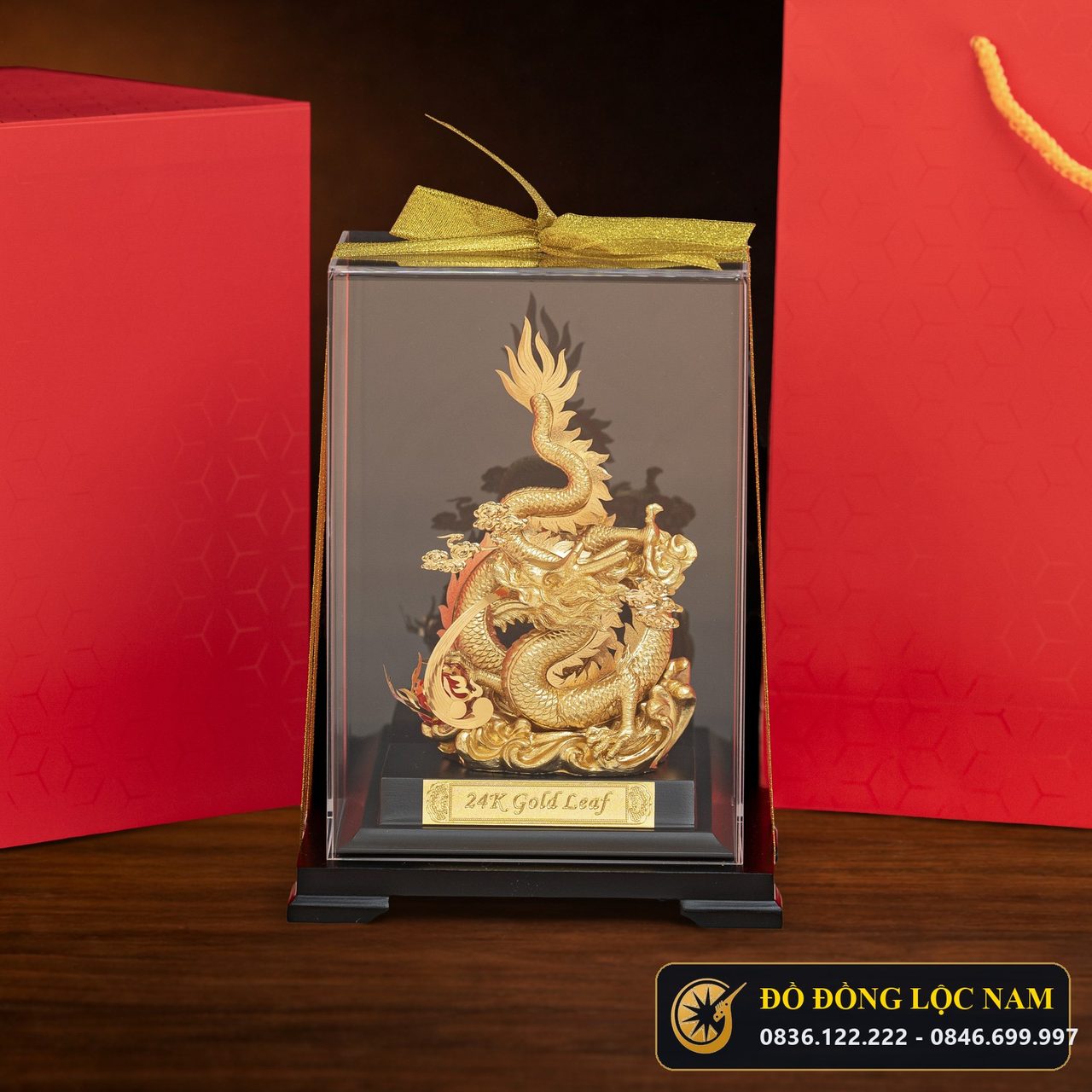 Tượng Rồng Phong Thủy Thăng Long Mạ Vàng 24K góc chụp 2
