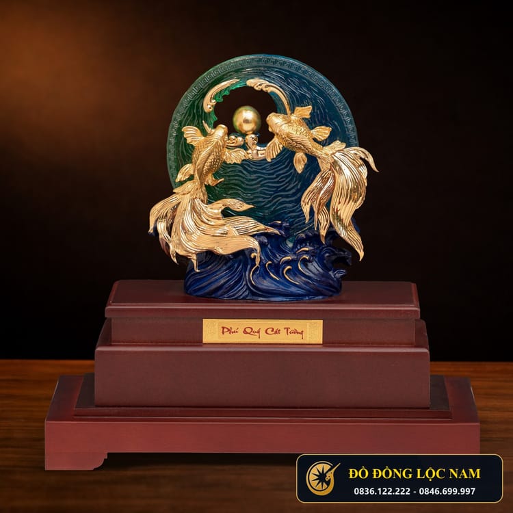 Tượng Song Ngư Vờn Ngọc Đế Gỗ Mỹ Nghệ
