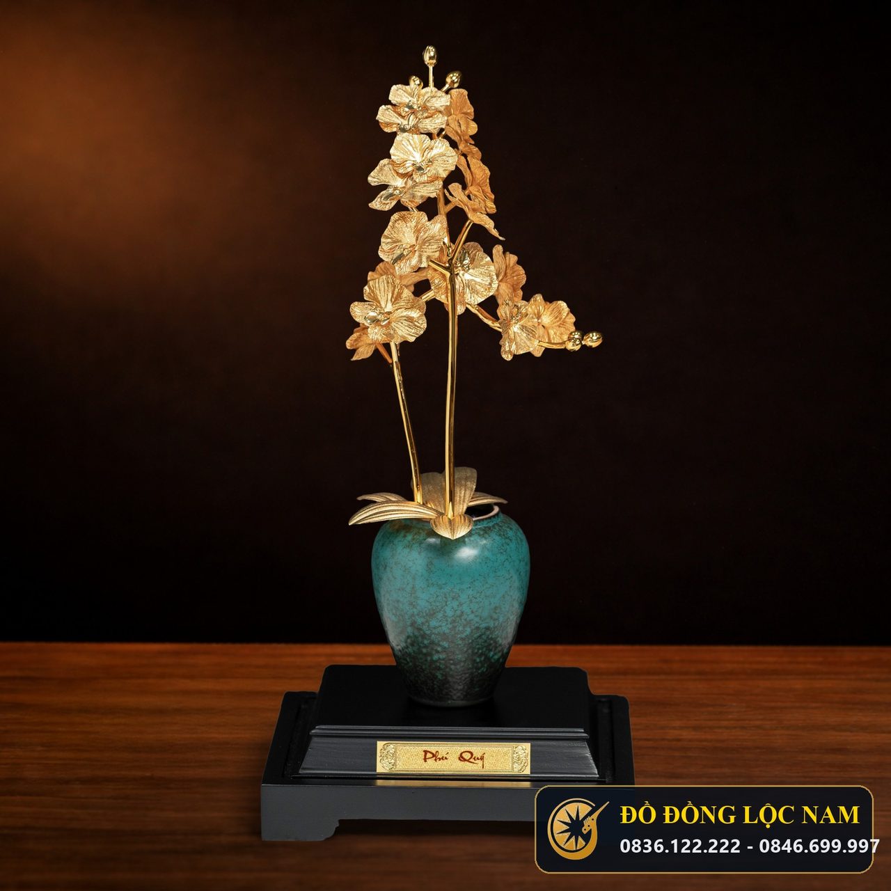Chậu Hoa Lan Phú Quý Mạ Vàng 24K - Mẫu 1