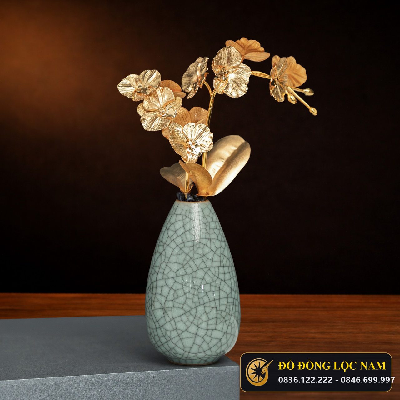 Chậu Hoa Lan Phú Quý Mạ Vàng 24K - Mẫu 2