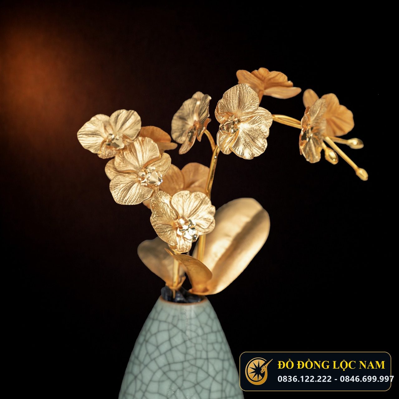 Chậu Hoa Lan Phú Quý Mạ Vàng 24K - Mẫu 2 góc chụp 1