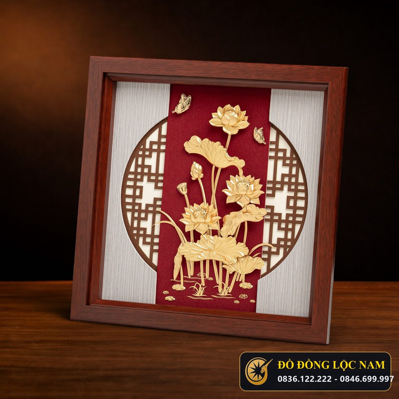 Tranh Hoa Sen Mạ Vàng 24K Nghệ Thuật - Mẫu 1 góc chụp 2