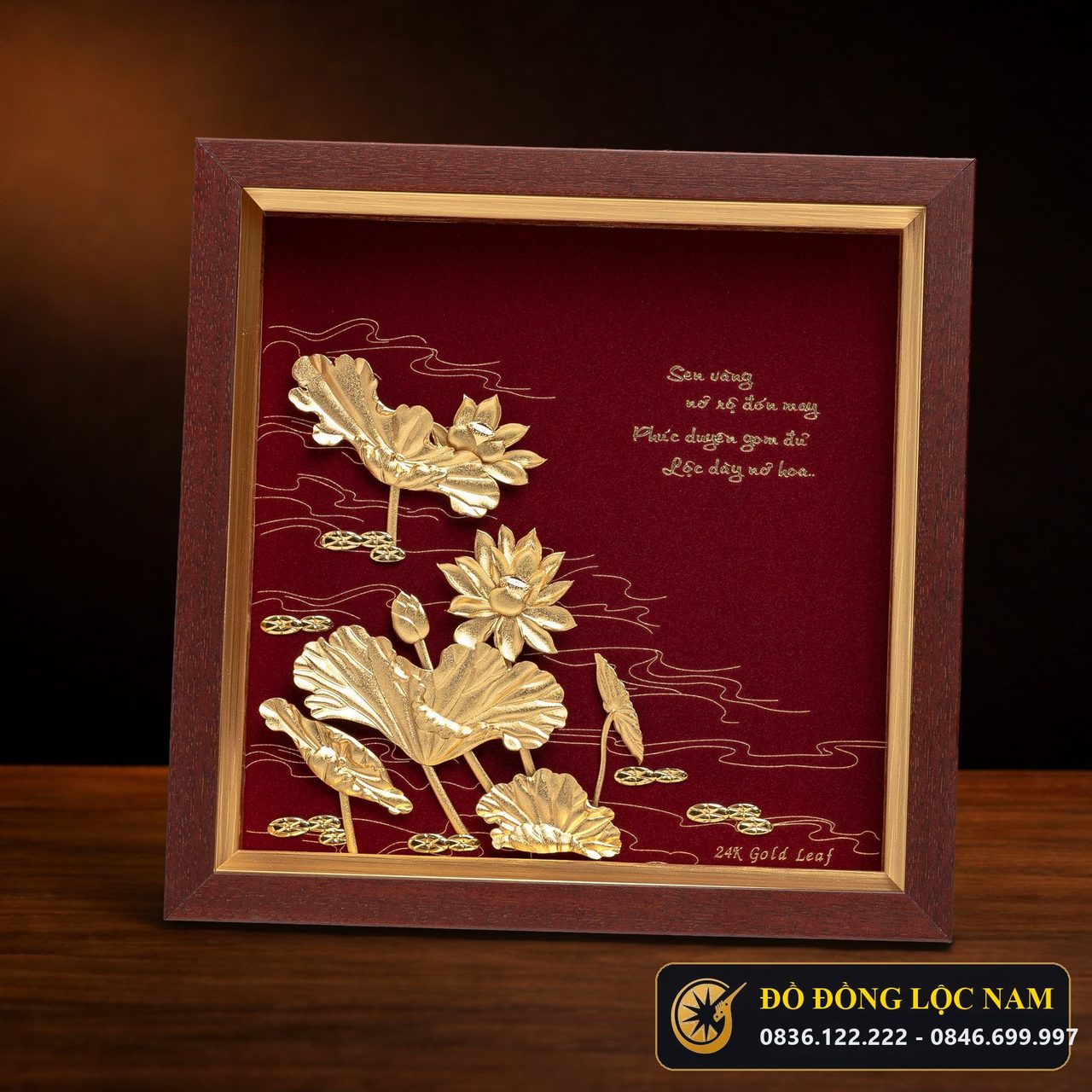 Tranh Hoa Sen Mạ Vàng 24K Nghệ Thuật - Mẫu 2